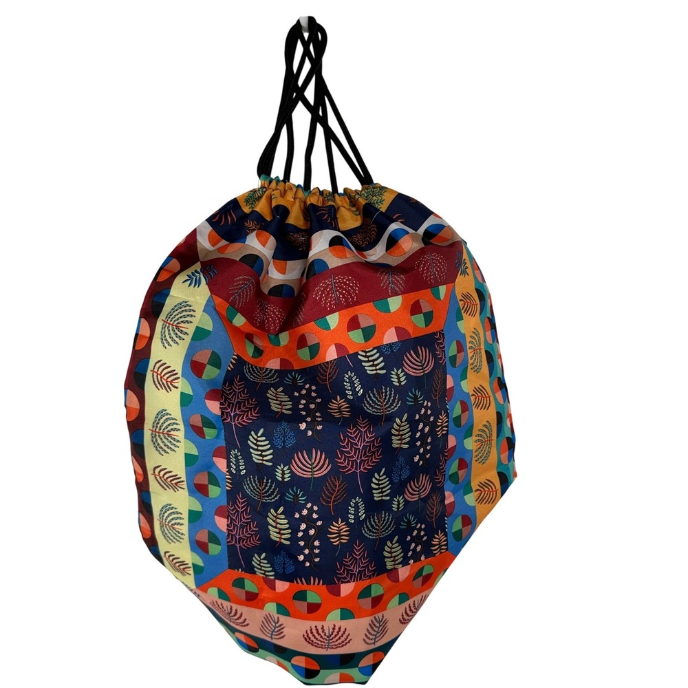 LOQI Multicolor‎ Mixed Pattern Botanical Geometric Drawstring Pouch Travel Bag